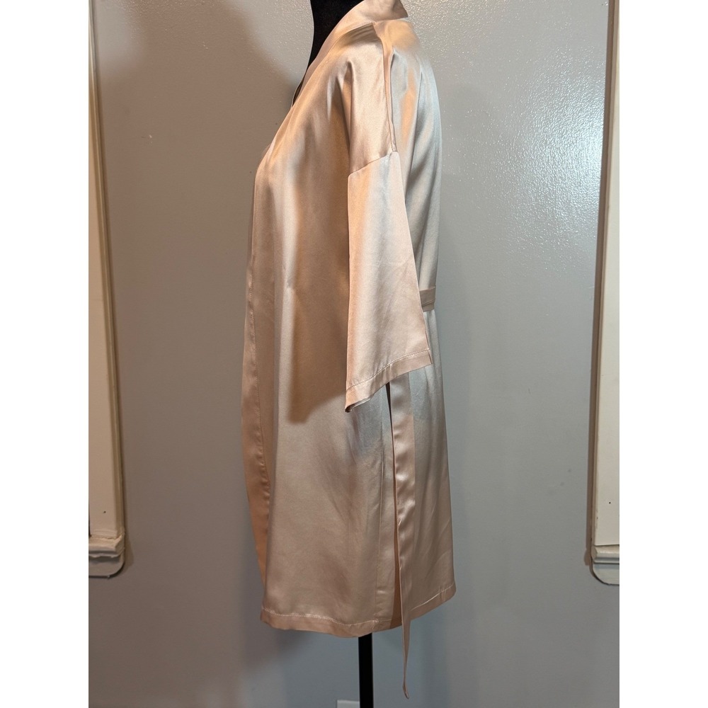 Slipintosoft 100% Silk Kimono Robe Champagne Tie Waist Luxury Lounge XL - Picture 3 of 13
